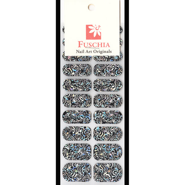 Fuschia Nail Art - Hologram Swirls - Nail Appliqué