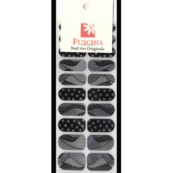 Fuschia Nail Art - Black & Silver Nets – See Through - Nail Appliqué