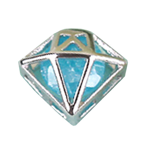 Fuschia Nail Art - Encased Jewel Diamonds - Silver/Blue