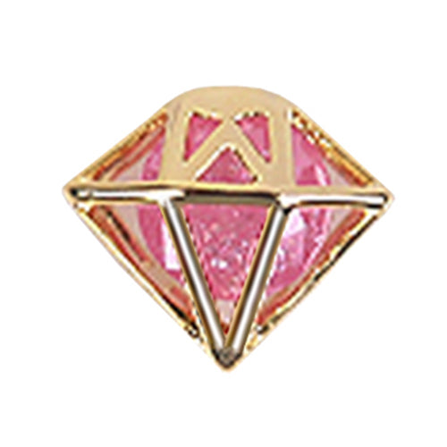 Fuschia Nail Art - Encased Jewel Diamonds - Gold/Pink