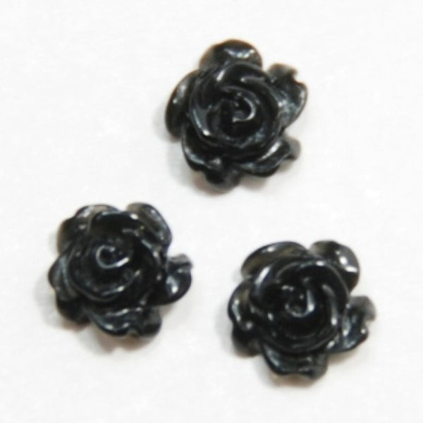 Fuschia Nail Art - Black Roses