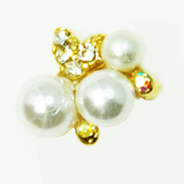 Fuschia Nail Art - Heart & 3 Pearls