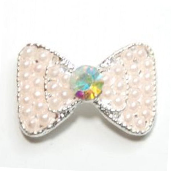 Fuschia Nail Art - Double Triangle Bow - Pink/Silver