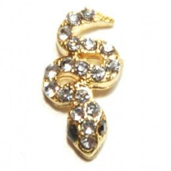 Fuschia Nail Art - Snake - Crystal/Gold