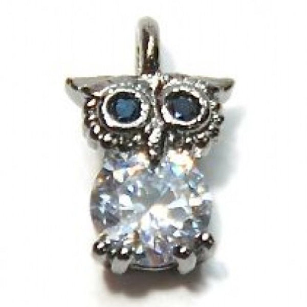 Fuschia Nail Art - Owl Charm - Gray