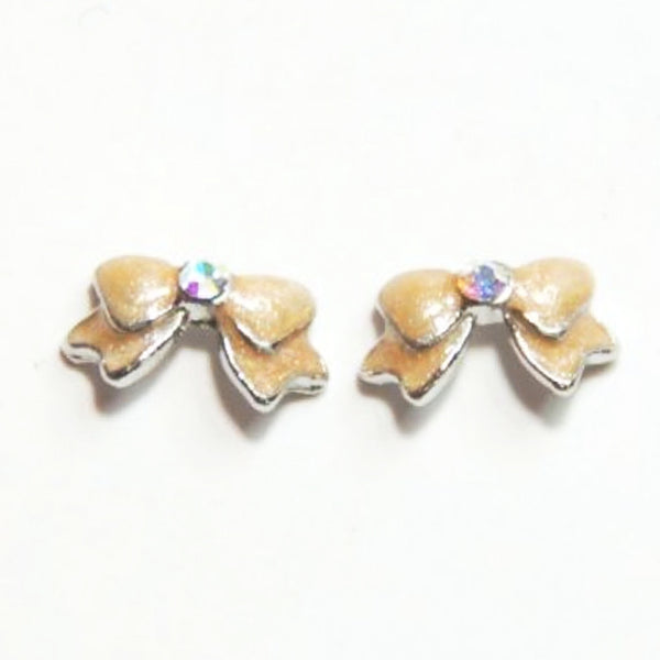 Fuschia Nail Art - Pigtail Bow - Beige