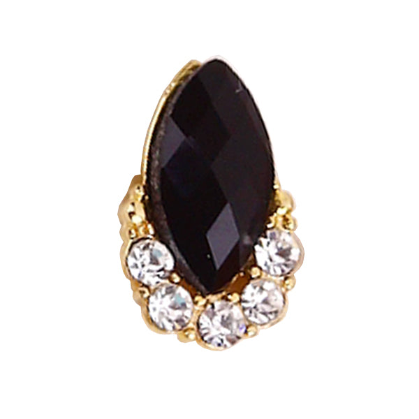 Fuschia Nail Art - Oval Crystal - Black