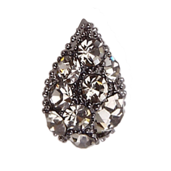 Fuschia Nail Art - Teardrop - Black Crystal