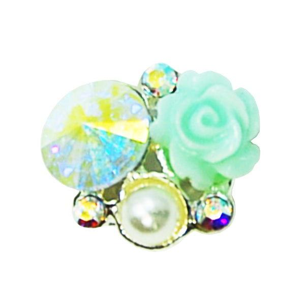 Fuschia Nail Art - Rose & Crystals - Aurora