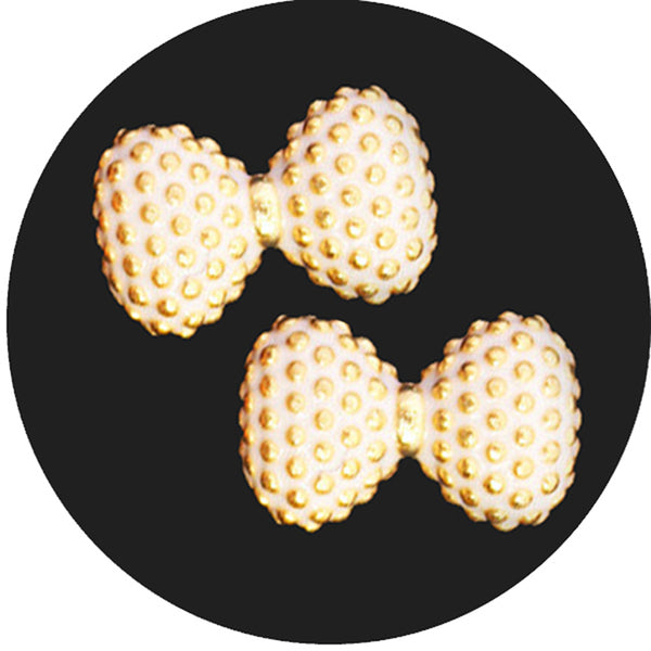 Fuschia Nail Art - Textured Bow - Ivory