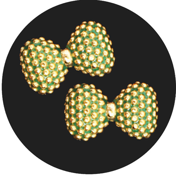 Fuschia Nail Art - Textured Bow - Army Green