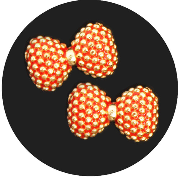 Fuschia Nail Art - Textured Bow - Red