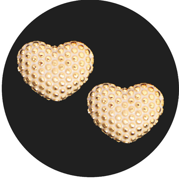 Fuschia Nail Art - Textured Heart - Ivory