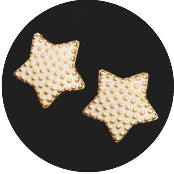 Fuschia Nail Art - Textured Stars - Ivory