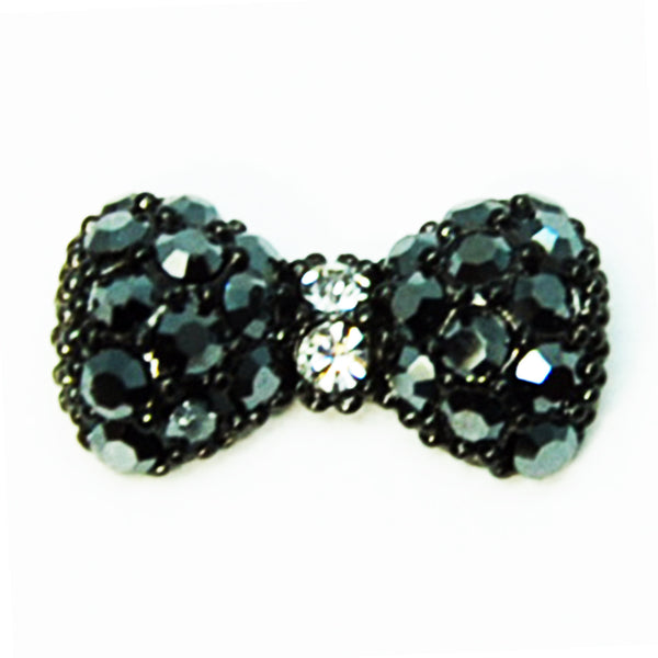 Fuschia Nail Art - Crystal Bow - Black