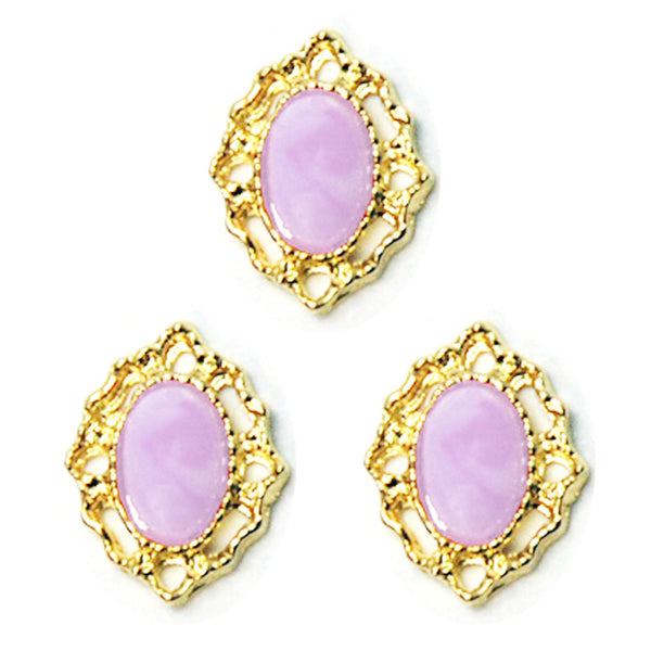 Fuschia Nail Art - Gold Lined Marble - Purple 3pc