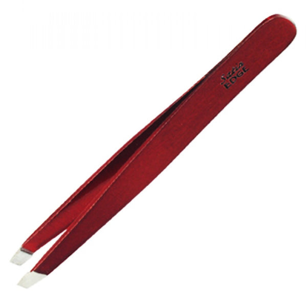 Satin Edge - Red Slant Tip Tweezer 4" - Red