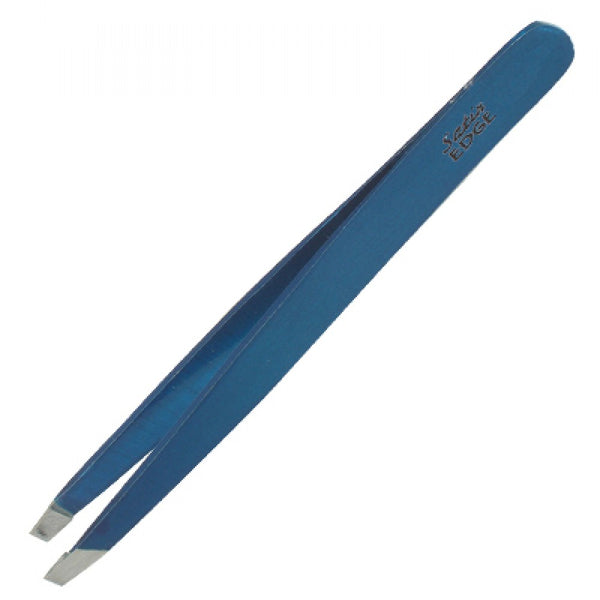 Satin Edge - Slant Tip Tweezer 4" - Blue