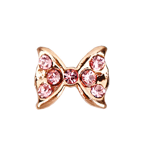 Fuschia Nail Art - Crystal Mini Bow - Bronze