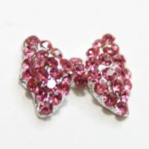 Fuschia Nail Art - Crystal Glam Bow - Pink/Silver