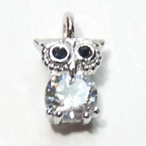 Fuschia Nail Art - Owl Charm - Silver