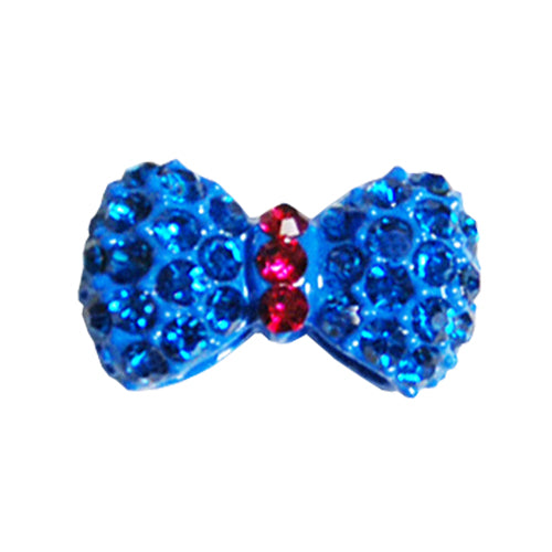 Fuschia Nail Art - Crystal Blue Bow