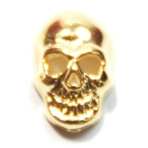 Fuschia Nail Art - Skull - Gold