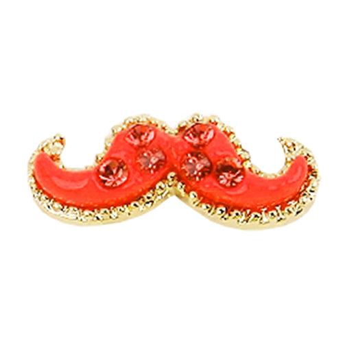 Fuschia Nail Art - Mustache - Neon Orange