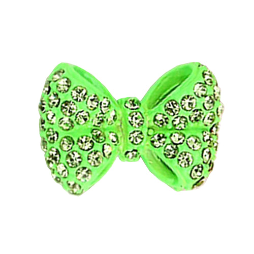 Fuschia Nail Art -  Neon Bow - Green