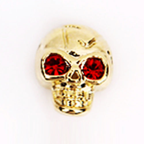 Fuschia Nail Art - Skull - Gold/Red