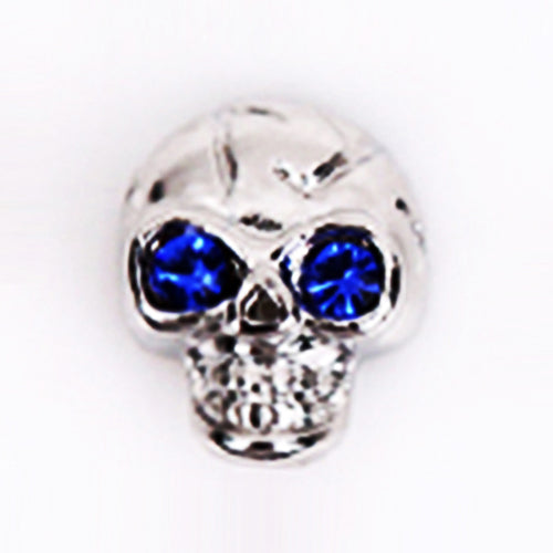 Fuschia Nail Art - Skull - Silver/Blue