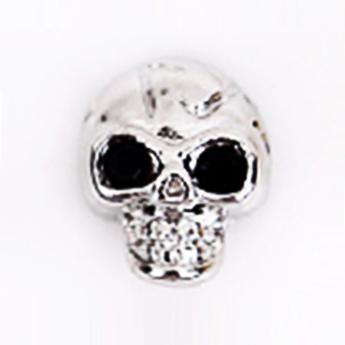 Fuschia Nail Art - Skull - Silver/Black