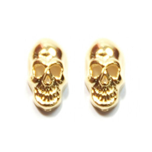 Fuschia Nail Art - Small Skull - Gold