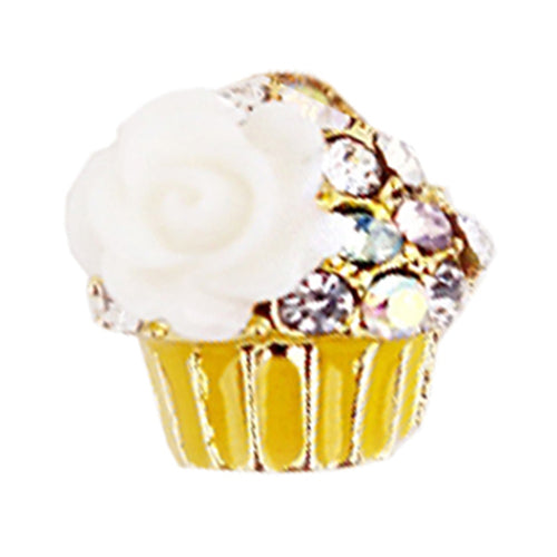 Fuschia Nail Art - Cupcake -  Yellow