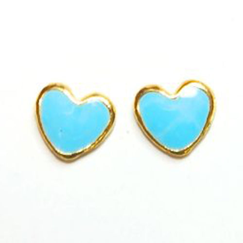 Fuschia Nail Art - Flat Heart - Gold/Blue