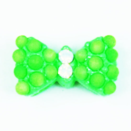 Fuschia Nail Art - Neon Stud Bow - Green