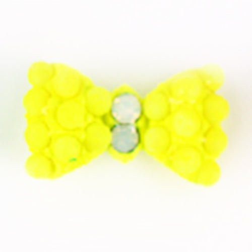 Fuschia Nail Art - Neon Stud Bow - Yellow