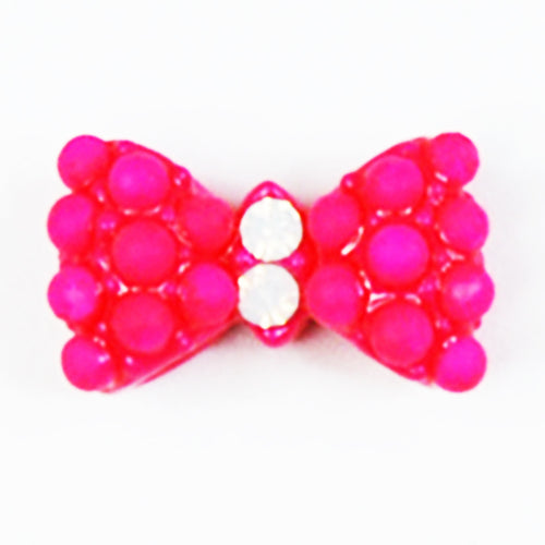 Fuschia Nail Art - Neon Stud Bow - Pink