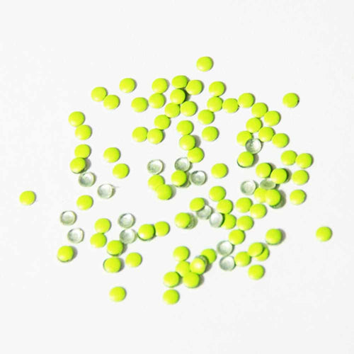 Fuschia Nail Art - Neon Yellow Studs - Small Circle