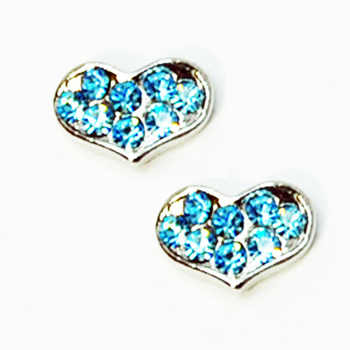 Fuschia Nail Art - Heart Small - Silver/Blue