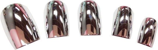 Fuschia Nail Art - Silver Tips - Full Cover