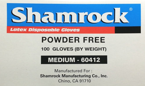 Shamrock Latex Powder Free Gloves - Medium 100pk