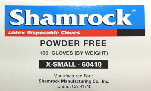 Shamrock Latex Powder Free Gloves - X Small 100pk